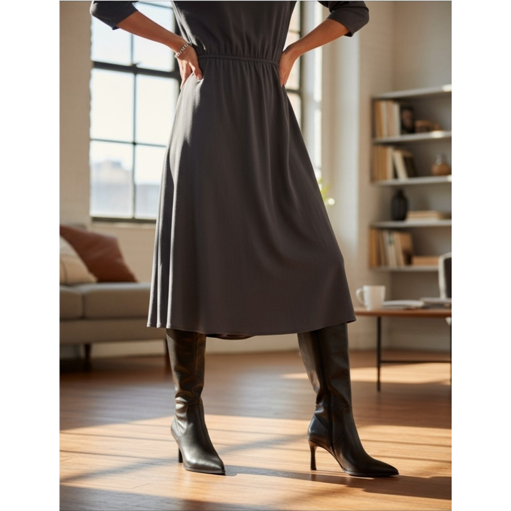 Franco Sarto Elegant Pointed Toe Knee High Tall Boots SZ 9 M REGULAR Calf BLACK - Picture 14 of 14